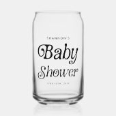 Minimal Schwarz und Weiß Retro Babydusche Dosenglas (Vorderseite)