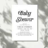 Minimal Schwarz und Weiß Retro Babydusche Einladung