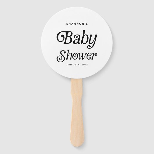 Minimal Schwarz und Weiß Retro Babydusche Fächer (Vorderseite)