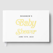 Minimal Schwarz und Weiß Retro Babydusche Gästebuch (Vorderseite)