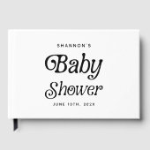 Minimal Schwarz und Weiß Retro Babydusche Gästebuch (Vorderseite)