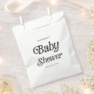 Minimal Schwarz und Weiß Retro Babydusche Geschenktütchen