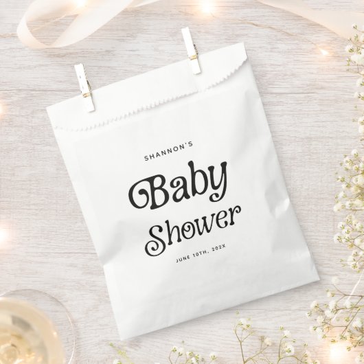 Minimal Schwarz und Weiß Retro Babydusche Geschenktütchen (Ausgeschnitten)