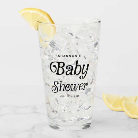 Minimal Schwarz und Weiß Retro Babydusche Glas (Vorderseite Ice)