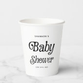 Minimal Schwarz und Weiß Retro Babydusche Pappbecher (Rückseite)