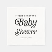 Minimal Schwarz und Weiß Retro Babydusche Serviette (Vorderseite)