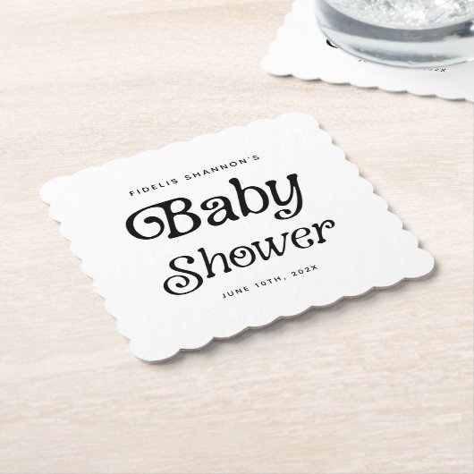 Minimal Schwarz und Weiß Retro Babydusche Untersetzer (angewinkelt)