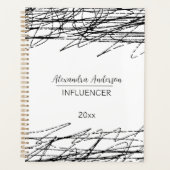 Minimal Schwarz-Weiß-Abstrakte Schrift Planer (Vorderseite)