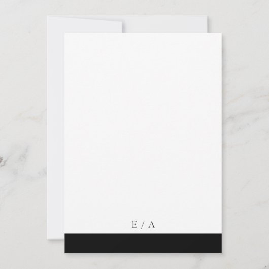 Minimal Schwarz-weiß Classic Elegant Moderne Hochz Einladung (Rückseite)