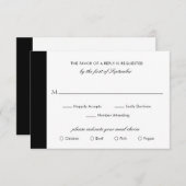 Minimal Schwarz-weiß Classic Elegant Moderne Hochz RSVP Karte (Vorne/Hinten)