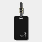 Minimal Schwarz-weiß Classic Mit Monogramm Gepäckanhänger (Vorderseite vertikal)