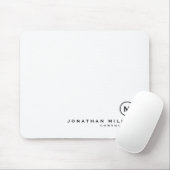 Minimal Schwarz-weiß Classic Mit Monogramm Mousepad (Mit Mouse)