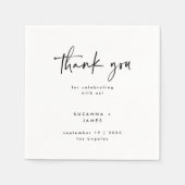Minimal Schwarz-weiß Dankeschön Script Wedding Serviette (Vorderseite)
