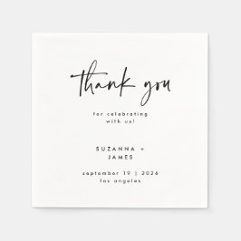 Minimal Schwarz-weiß Dankeschön Script Wedding Serviette