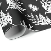 Minimal Schwarz & Weiß Festival Zedernholz Leaf Pi Geschenkpapier (Rolleneckpunkt)