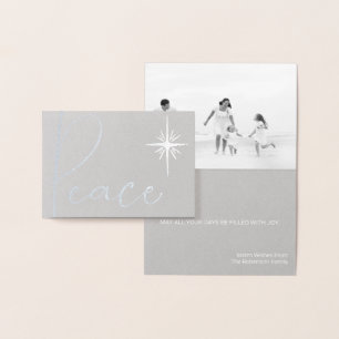 Minimal Schwarz & Weiß Foto Weihnachtskarte Folienkarte