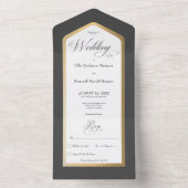 Minimal Schwarz & Weiß Gold Modernes Kein Abendess All In One Einladung (Innen Boden)