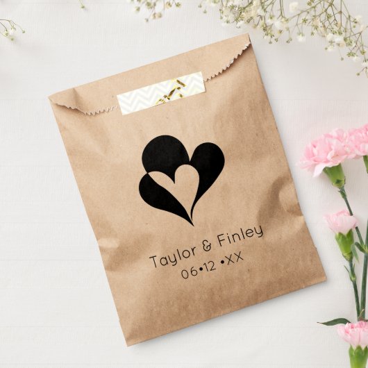 Minimal Schwarz & Weiß Herz Moderne Brauerei Geschenktütchen (Versiegelt)