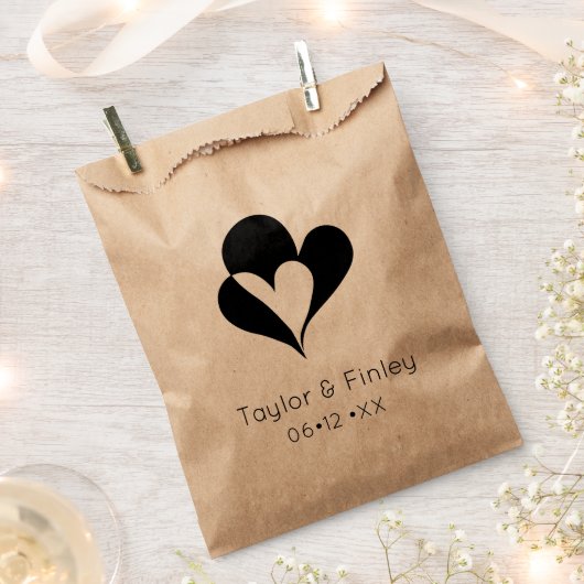 Minimal Schwarz & Weiß Herz Moderne Brauerei Geschenktütchen (Ausgeschnitten)