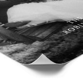 Minimal Schwarz/Weiß Hochzeit Foto und Familiennam Poster (Ecke)