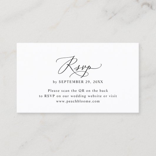 Minimal Schwarz-Weiß-Hochzeit QR-Code RSVP-Karten Visitenkarte (Vorderseite)