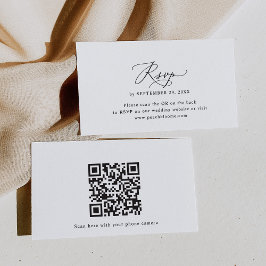 Minimal Schwarz-Weiß-Hochzeit QR-Code RSVP-Karten Visitenkarte