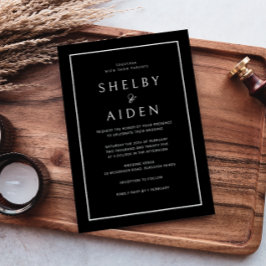 Minimal Schwarz & Weiß Moderne Hochzeit Einladung
