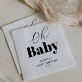 Minimal Schwarz-weiß Oh Babydusche Serviette