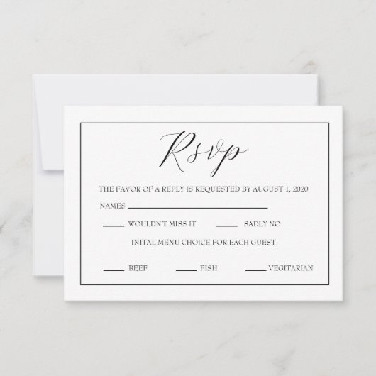 Minimal Schwarz-Weiß-Script-UAWG RSVP Karte (Vorderseite)