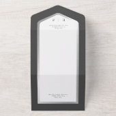 Minimal Schwarz & Weiß Silber Modernes Abendessen All In One Einladung (Außenbereich)