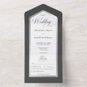 Minimal Schwarz & Weiß Silber Modernes Abendessen All In One Einladung (Innen Boden)