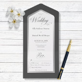 Minimal Schwarz & Weiß Silber Modernes Abendessen All In One Einladung