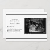 Minimal Schwarz/Weiß Ultrasound Foto Babydusche Einladung (Vorne/Hinten)