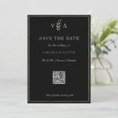 Minimal Schwarz-weiß- und Goldcode-Hochzeit Save The Date (Stehend Vorderseite)
