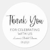Minimal Schwarz & Weiß Vielen Dank Brautparty Runder Aufkleber (Vorderseite)