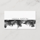 Minimal Schwarz-Weiß Wasserfarbe frisch Visitenkarte (Vorderseite)