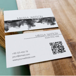 Minimal Schwarz-Weiß Wasserfarbe frisch Visitenkarte