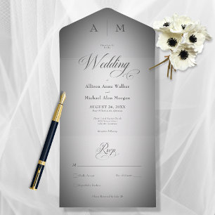 Minimal Schwarz & Weiß Weichheit Modernes Kein Abe All In One Einladung