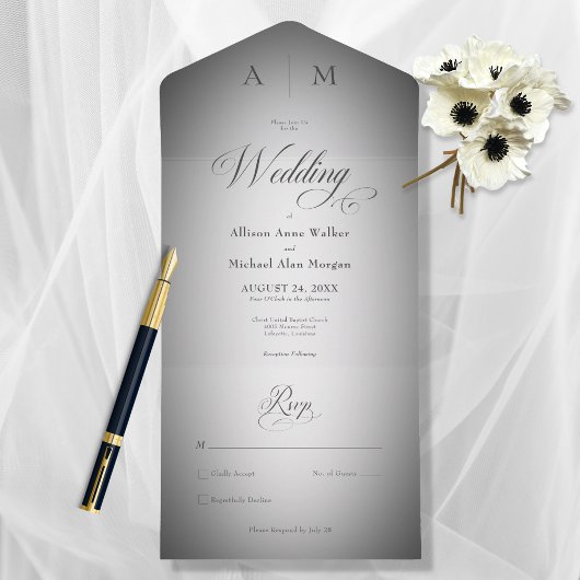 Minimal Schwarz & Weiß Weichheit Modernes Kein Abe All In One Einladung