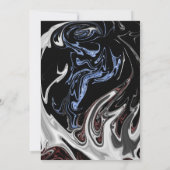 Minimal Schwarz-weiße blaue Flammen Abstrakt Hochz Einladung (Rückseite)