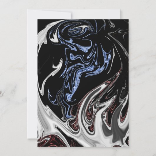 Minimal Schwarz-weiße blaue Flammen Abstrakt Hochz Einladung (Rückseite)