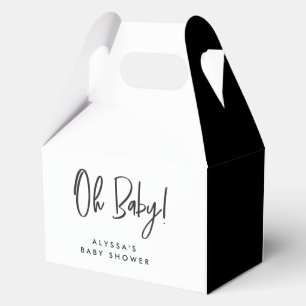 Minimal Schwarz-weiße CHIC Baby Dusche Danke Geschenkschachtel