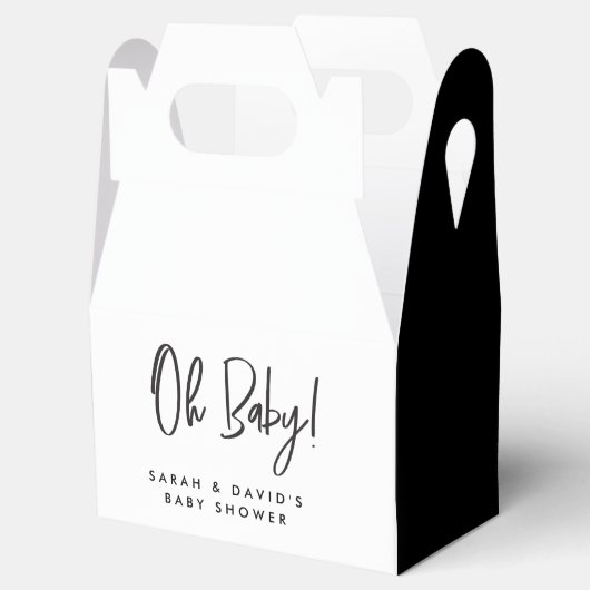 Minimal Schwarz-weiße Couple Baby Dusche Danke Geschenkschachtel (Geöffnet)