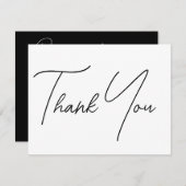Minimal Schwarz-weiße einfache SkriptWedding Dankeskarte (Vorne/Hinten)