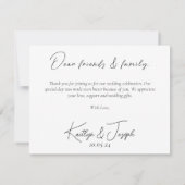 Minimal Schwarz-weiße einfache SkriptWedding Dankeskarte (Rückseite)