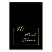 Minimal Schwarz-weiße Goldgrenze Elegantes Skript Tischnummer (Vorderseite)
