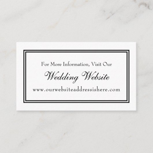 Minimal Schwarz-weiße Hochzeitsplattform Einsteckk Begleitkarte (Vorderseite)