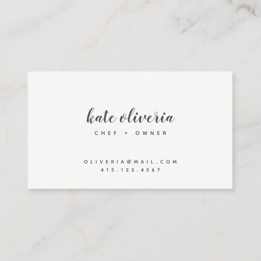 Minimal Schwarz + Weiße Kalligraphie | Visitenkart Visitenkarte (Rückseite)