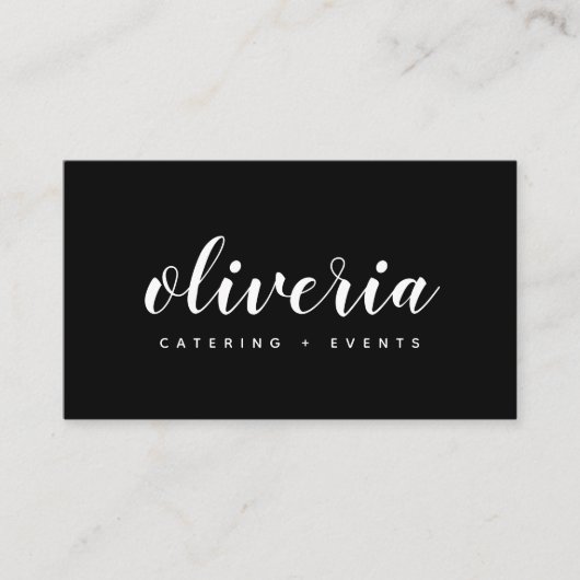 Minimal Schwarz + Weiße Kalligraphie | Visitenkart Visitenkarte (Vorderseite)