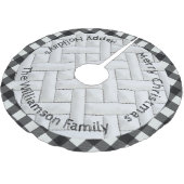 Minimal Schwarz-weiße Karierte Quilt Muster Weihna Polyester Weihnachtsbaumdecke (Schrägansicht)